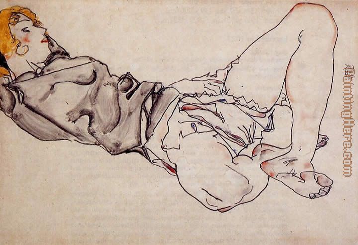 Reclining Woman with Blond Hair painting - Egon Schiele Reclining Woman with Blond Hair art painting